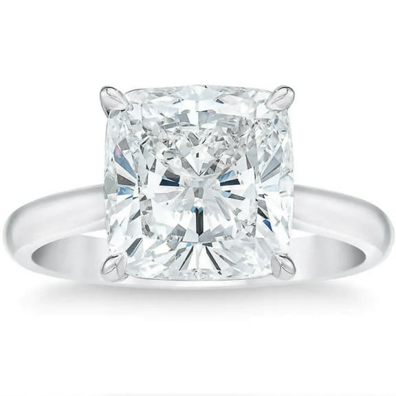 Pompeii 3.30Ct Cushion Moissanite Solitaire Engagement Ring 14k White Gold (G/H,VVS1-VVS2)