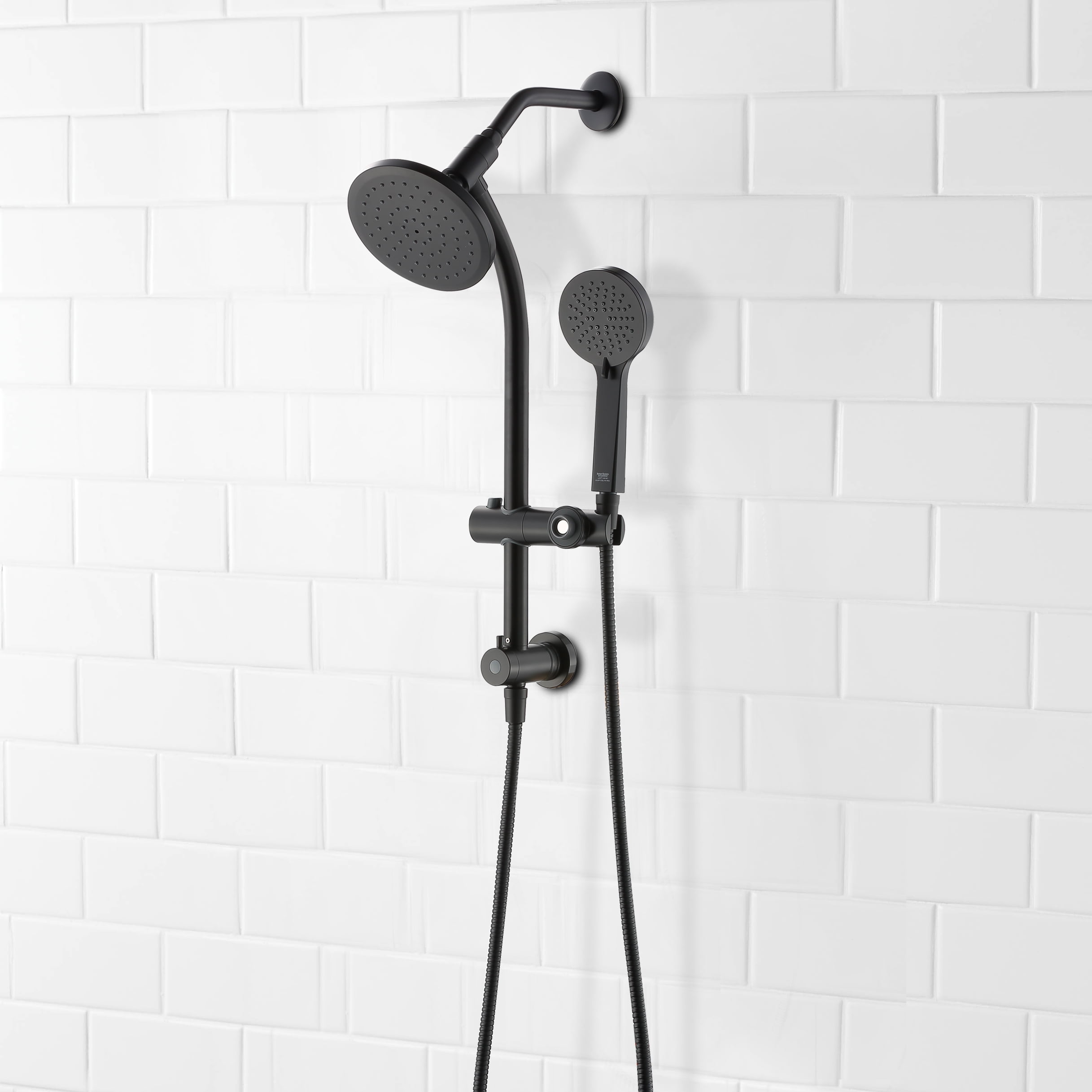 Better Homes & Gardens Deluxe Shower Combo with Magnetic Slide Bar Kit in Matte Black