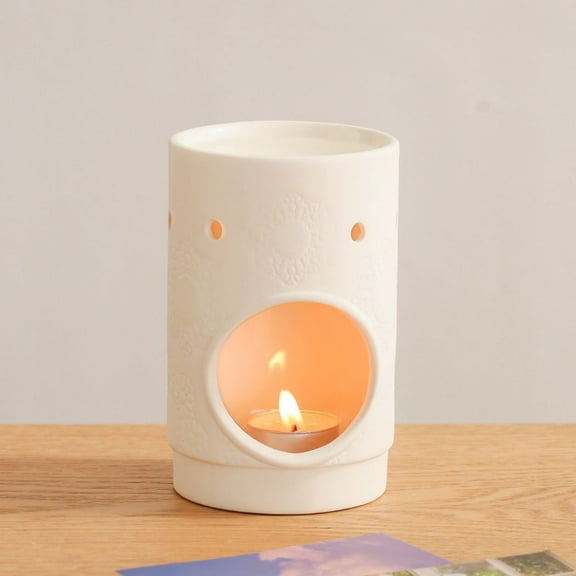 Warmself Delicate Romantic Matte Smiley Face Ceramics Tealight Candle Holder Oil Tart Burner Aroma Diffuser Furnace Home Decoration