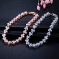 thumbnail image 2 of Elegant Rose Gold Cubic Zirconia White Women Round Tennis Chain Link Bracelet, 2 of 8