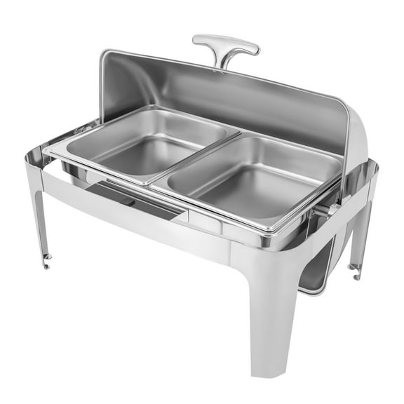9.54QT Stainless Steel Chafer Buffet Chafing Dish Set Roll Top Food Warmer 25.2*18.11*17.32in