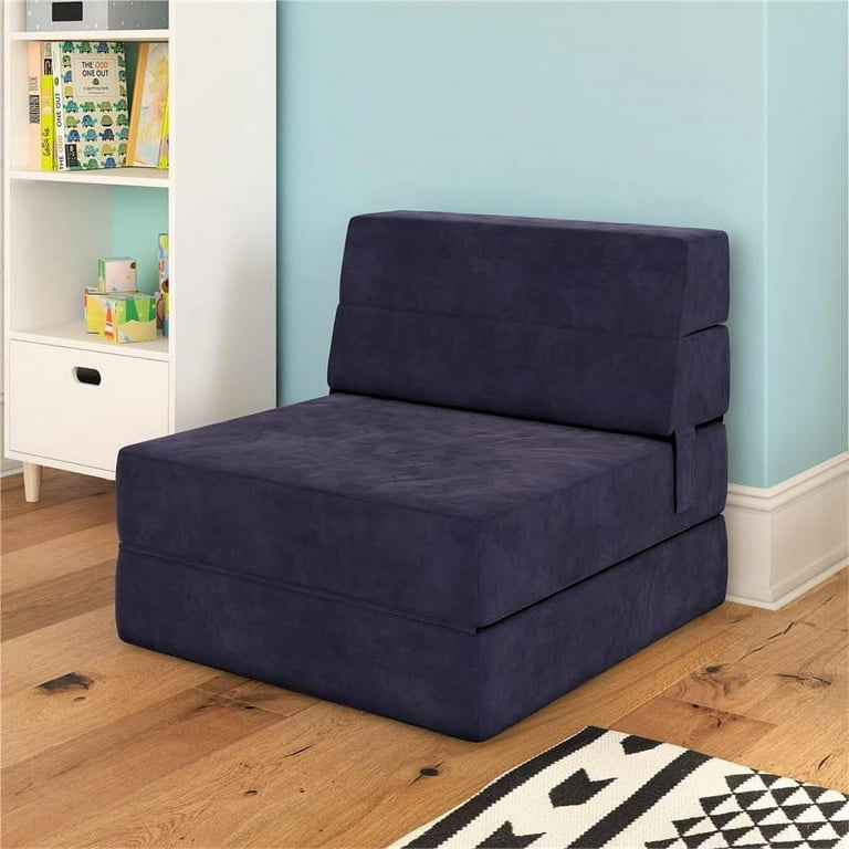 DHP Comfy Flip Out Chair and Sleeper Convertible 3-in-1 Design in Blue
