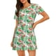 thumbnail image 1 of Easygdp Flamingo And Monstera Camisón de manga corta para mujer, informal, estampado, 1 of 6