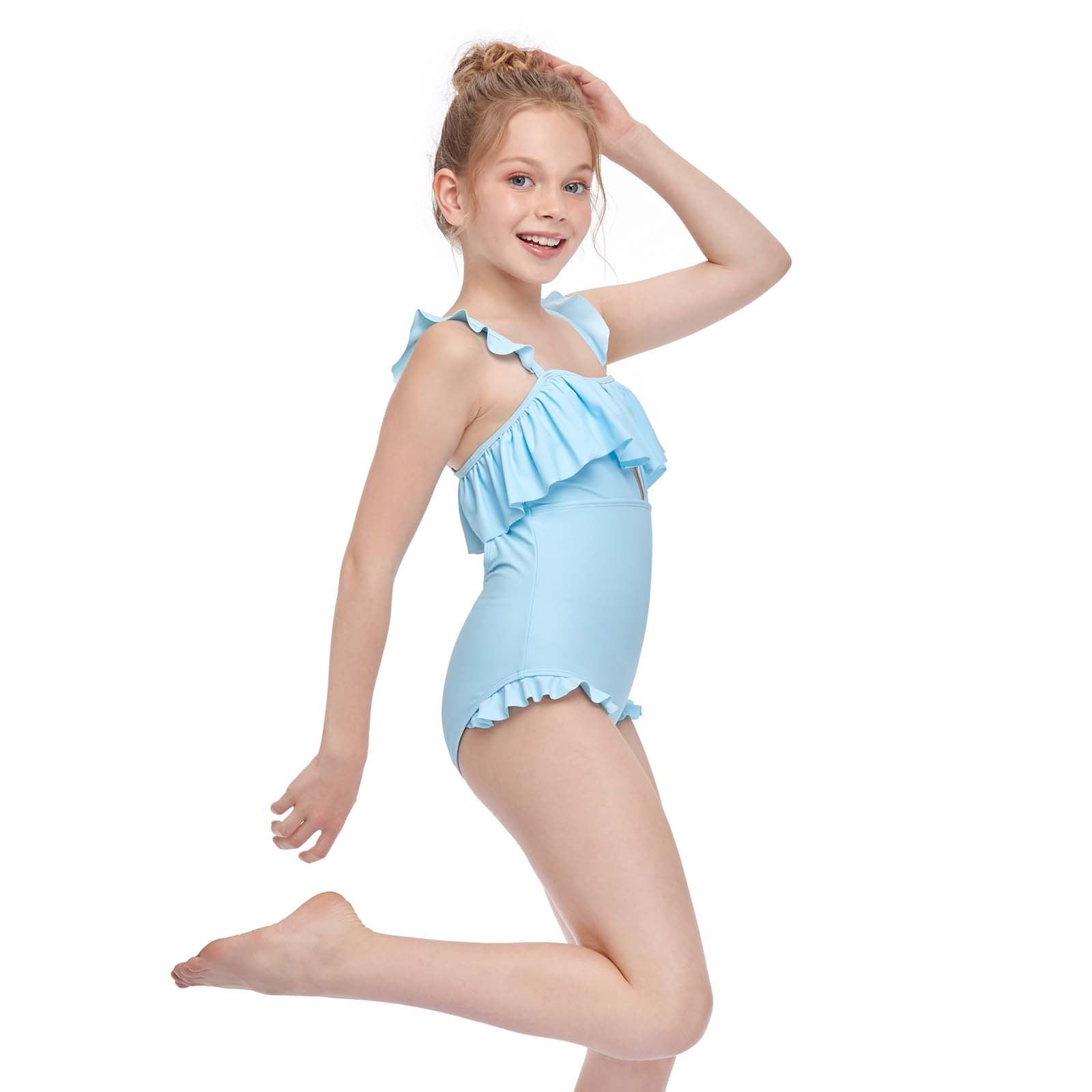 Dvkptbk Girls One Piece Bathing Suits Toddler Kids Swimsuits Beach Swimwear for Baby Girl Summer Savings Clearance