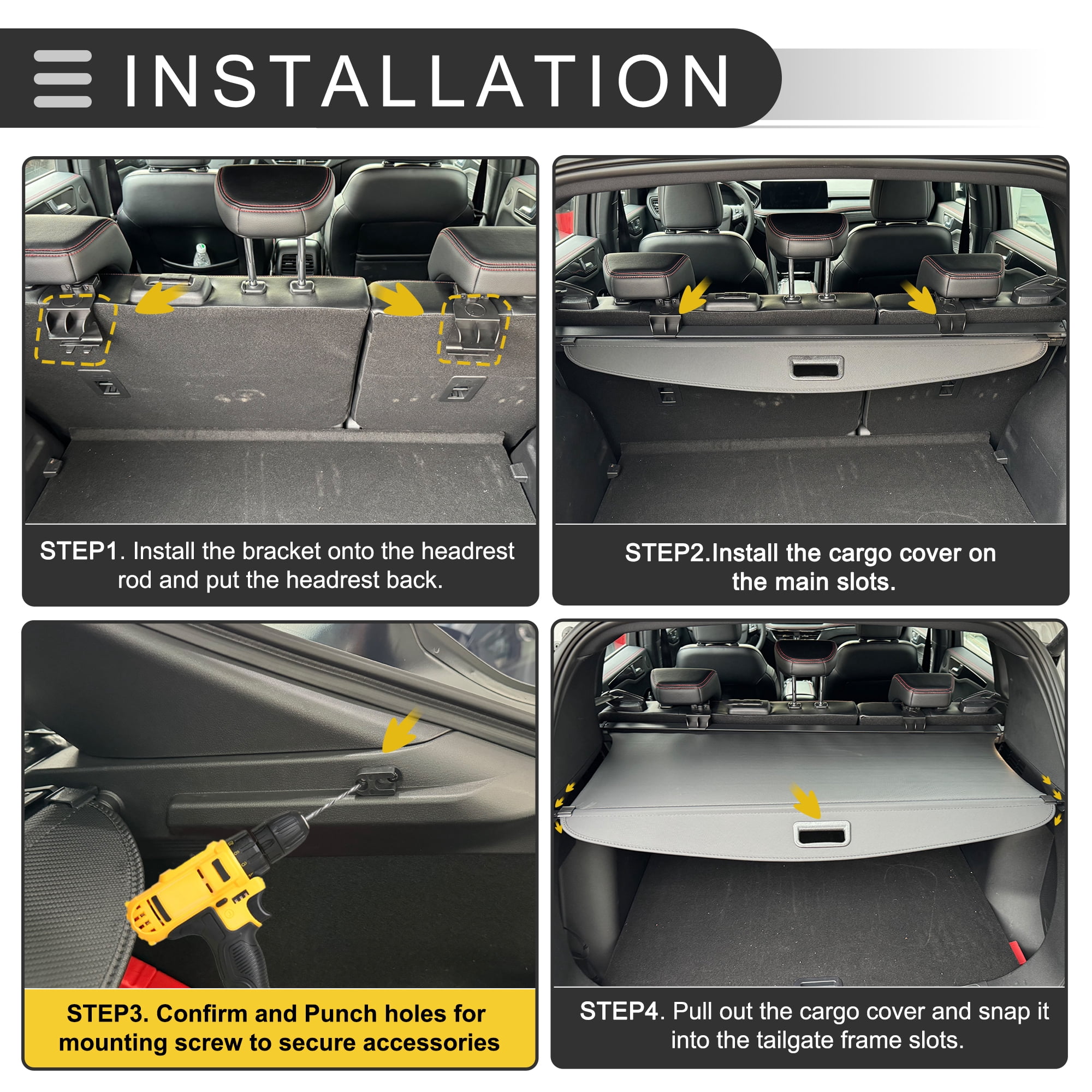 Unique Bargains Retractable Cargo Cover for Toyota Rear Trunk Parcel Privacy Screen Black
