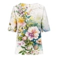 thumbnail image 3 of Tmtolofot Women's Shirts crew Neck Flowers Printed Knit Button Up Tunic Tops Blouse, 3 of 4