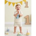 thumbnail image 6 of BemeyourBBs Toddler Baby Boys Birthday Duck Outfits 1st 2nd 3rd Years Old Birthday Summer Clothes Letter Embroidery Short Sleeve Waffle Knit T Shirt Tops and Shorts Set, 6 of 9