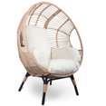 thumbnail image 2 of 2 Pieces Wicker Egg Chairs, Oversized Indoor Outdoor Egg Chairs with Extra Deep Seat, 8 Cushions & Adjustable Feet for Patio, Backyard, Living Room, Steel Frame, 500lb Capacity, Natural, 2 of 7