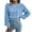 Blue-61, variant on HTNBO Cute Cropped Sweaters for Juniors Casual Fall Chunky Printed Long Sleeve Crewneck Sweater for Women