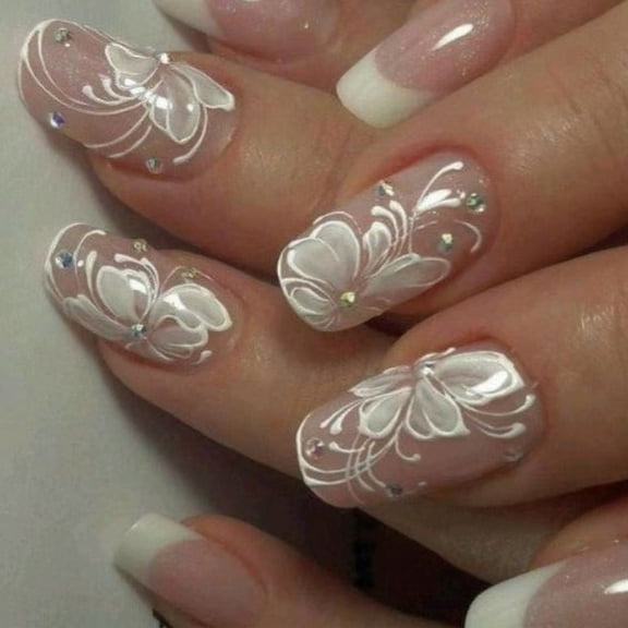 ROZYARD 24Pcs Square Nail Tips Designs Fake Nail Press On Nail Artificial False Nail