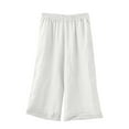 thumbnail image 2 of uublik Capris for Women White High Waisted Wide Leg Trendy Strechy Loose Straight Cropped Pants with Pockets, 2 of 3