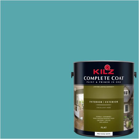 - KILZ COMPLETE COAT Interior/Exterior Paint & Primer in One #RF120-01 Deep Turquoise