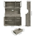thumbnail image 5 of Hiphuta 72"Tall Kitchen Pantry Storage Cabinet with Power Outlet, Freestanding Cupboard Storage Buffet Hutch with Microwave Stand, Storage Pantry with Drawers & Glass Doors, Ash Gray, 5 of 7