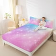 thumbnail image 3 of jejeloiu Rainbow Star Pattern Full Size Sheets Kids,Abstract Galaxy Bed Sheets For Girls,4-Piece, 3 of 6