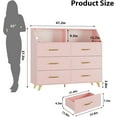 thumbnail image 2 of Garvee Pink Dresser with Charging Station, LED TV Stand Dresser with 6 Drawers, Wood Modern Dressers & Chests of Drawers for Closet, Bedroom, Living Room, Hallway, Entryway, 2 of 7