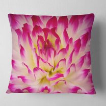Designart Smooth Purple White Flower Petals - Floral Throw Pillow - 16x16