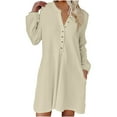 thumbnail image 2 of Lilgiuy Women’s Trendy Causal Pocket Button Round Neck Long Sleeve Dresses for Holiday Fmily Celebration, 2 of 5