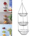 thumbnail image 3 of Hanging Fruit Basket Hangers Stainless Racks Rust-proof Storage Baskets made of premium stainless Knotted Demountable Space Saving 3-Layer Rack, 3 of 9