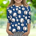 thumbnail image 3 of Ugoldhm Girls Casual Shirts Crewneck Baseball Printed 3/4 Sleeve Tops Summer Fall Kids Clothes, 3 of 5