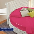 thumbnail image 3 of 500-TC Egyptian Cotton California King Round Bed Sheet Set – Fits 96" Diameter Mattress, 19-24" Deep Pocket – Solid Hot Pink, California King 96" Diameter, 3 of 6