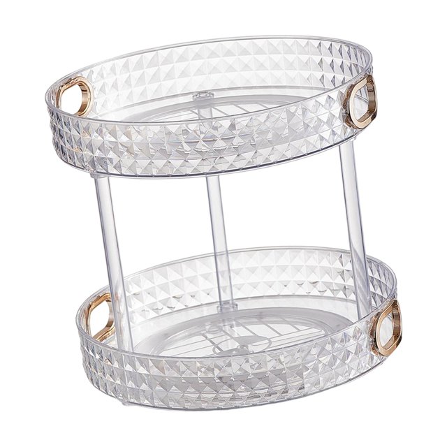 Bandeja giratoria de escritorio para Perfume, bandeja de tocador, bandeja de tocador, soporte de almacenamiento de cosméticos para cocina, baño, 2 niveles claro Macarena Organizador de tocadiscos