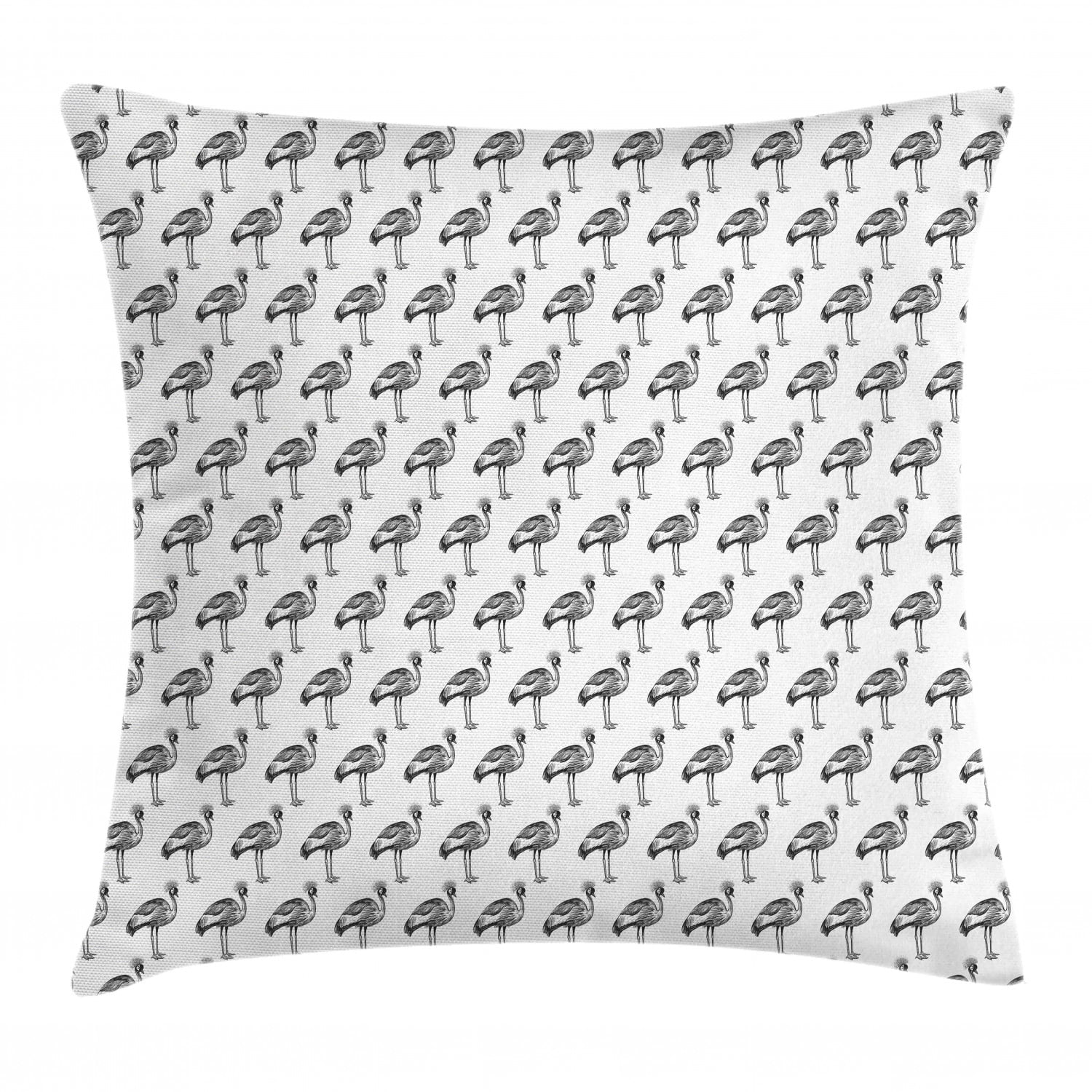 Birds Throw Pillow Cushion Cover, Repetitive Monochrome and Sketchy