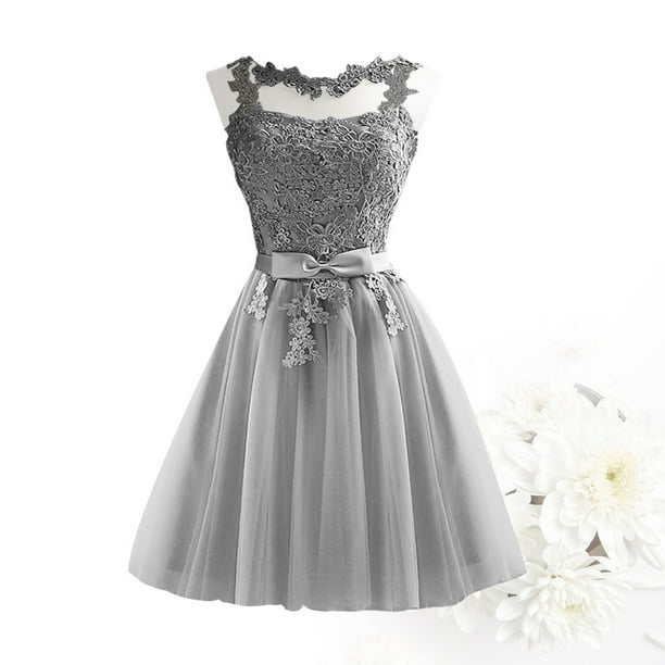 dark grey short bridesmaid dresses Dress Wedding Party Lace Prom Evening Formal Gown Guest Cocktail Floral Tulle Teens Swing Primary color:Pale Pink