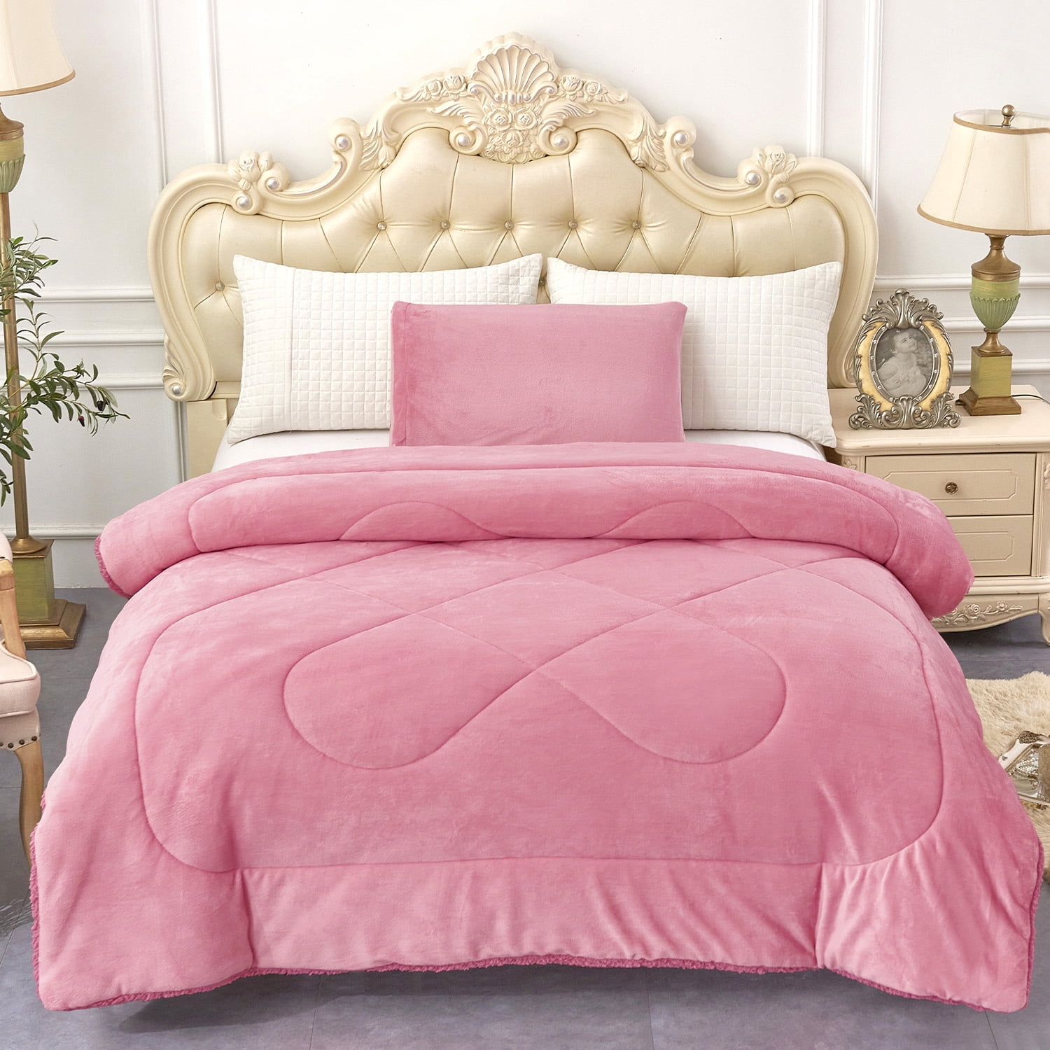2 Piece Sherpa Fleece Bed Blanket Twin 