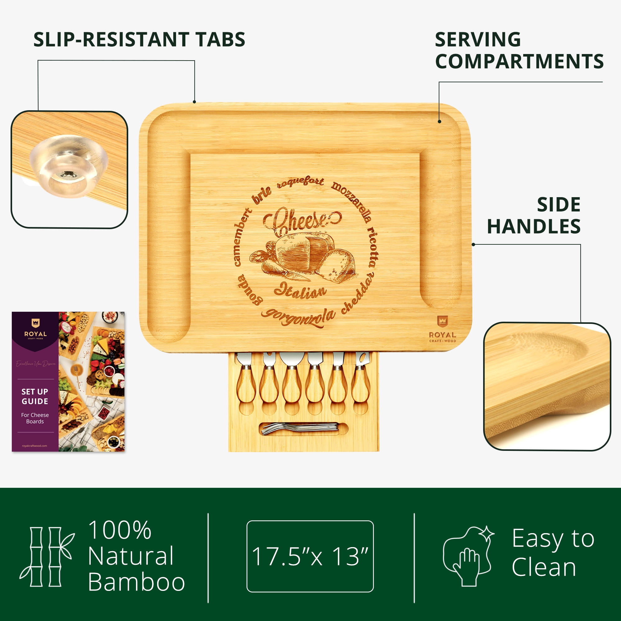 Bamboo Cheese Board / Charcuterie Board & Knife Set – Bambusi
