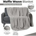 thumbnail image 6 of 100% Cotton Blankets Throw Size for Bed - Waffle Weave Blankets for Summer, Lightweight and Breathable Soft Woven Blanket for Spring (Dark Grey, Throw (50" x 60"), 6 of 6