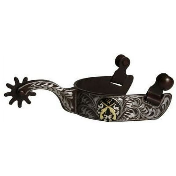 Showman Antiqued Brown Spurs w/ Silver Engraving & Crossed Gun Conchos