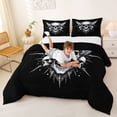 thumbnail image 3 of Homewish Gothic Halloween Skull Full Size Comforter Sets,3D Skeleton Pattern Bedding Comforter Set,Black White,Black Reversible,3pcs,1 Comforter and 2 Pillowcases, 3 of 7