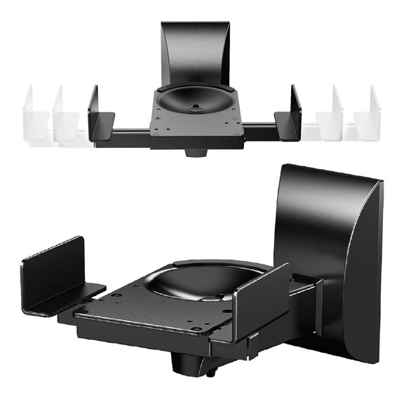 Speaker Wall Mount Adjustable Shelf Holder Swivel 180 Degree Bookshelf Brackets - 15 Inch Space for Speakers Pair Holds Upto 55lbs - WST 04-15 Pair