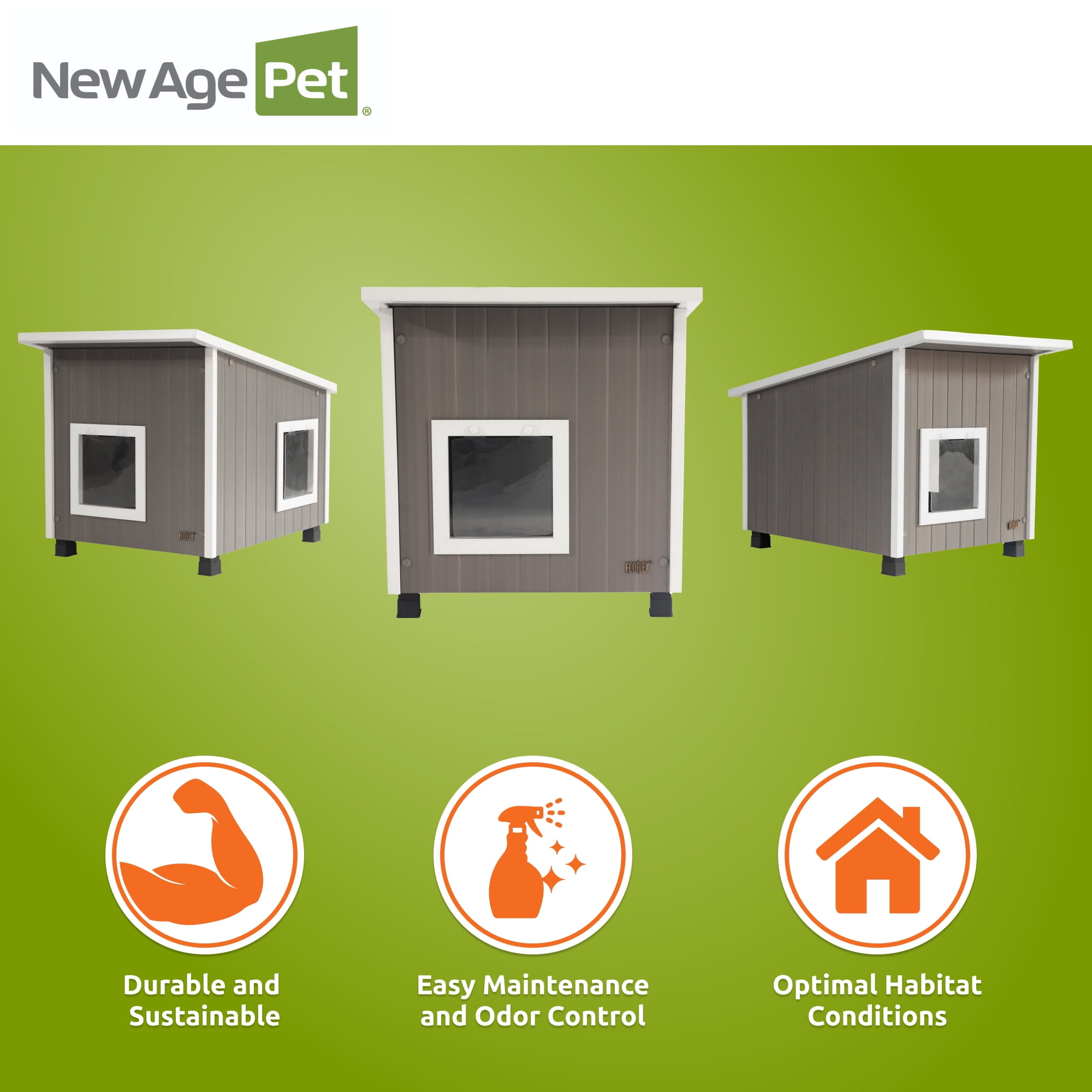 New Age Pet® ECOFLEX® Outdoor Cat House X Large Weather Resistant, Raised Floor