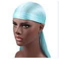 thumbnail image 1 of Sombrero pirata con cola larga trenzada de satén de seda monocromática, sombrero Baotou elástico, sombrero de quimioterapia, durag sedoso, 1 of 6