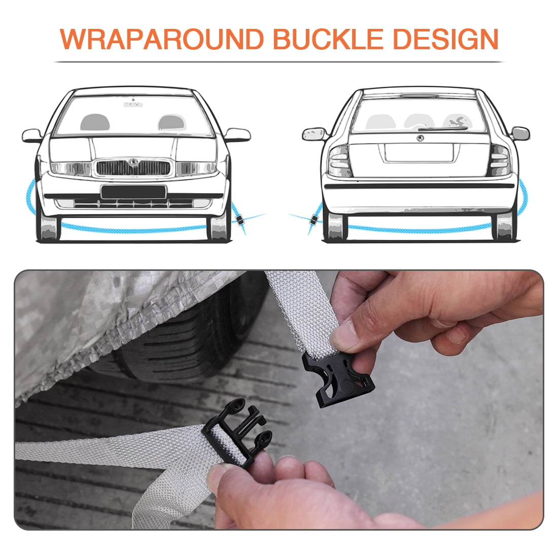Unique Bargains 3XXL Car Cover Waterproof Breathable Heat Resistant Silver Tone