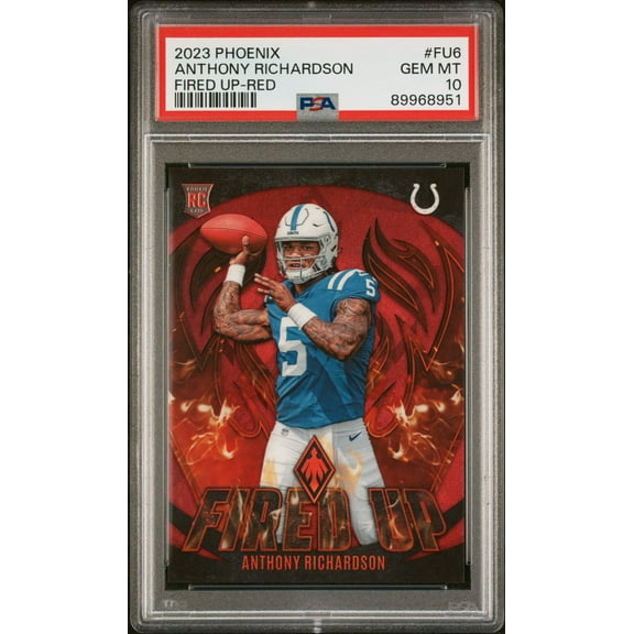 Graded 2023 Panini Phoenix Anthony Richardson #FU6 Fired Up Red #/199 Rookie RC Football Card PSA 10 Gem Mint