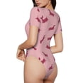 thumbnail image 2 of Saiise Justaucorps à Manches Courtes pour Femmes Motif Chiot Teckel Col Rond Pyjama Extensible avec Fermeture à Pression-Moyen, 2 of 7