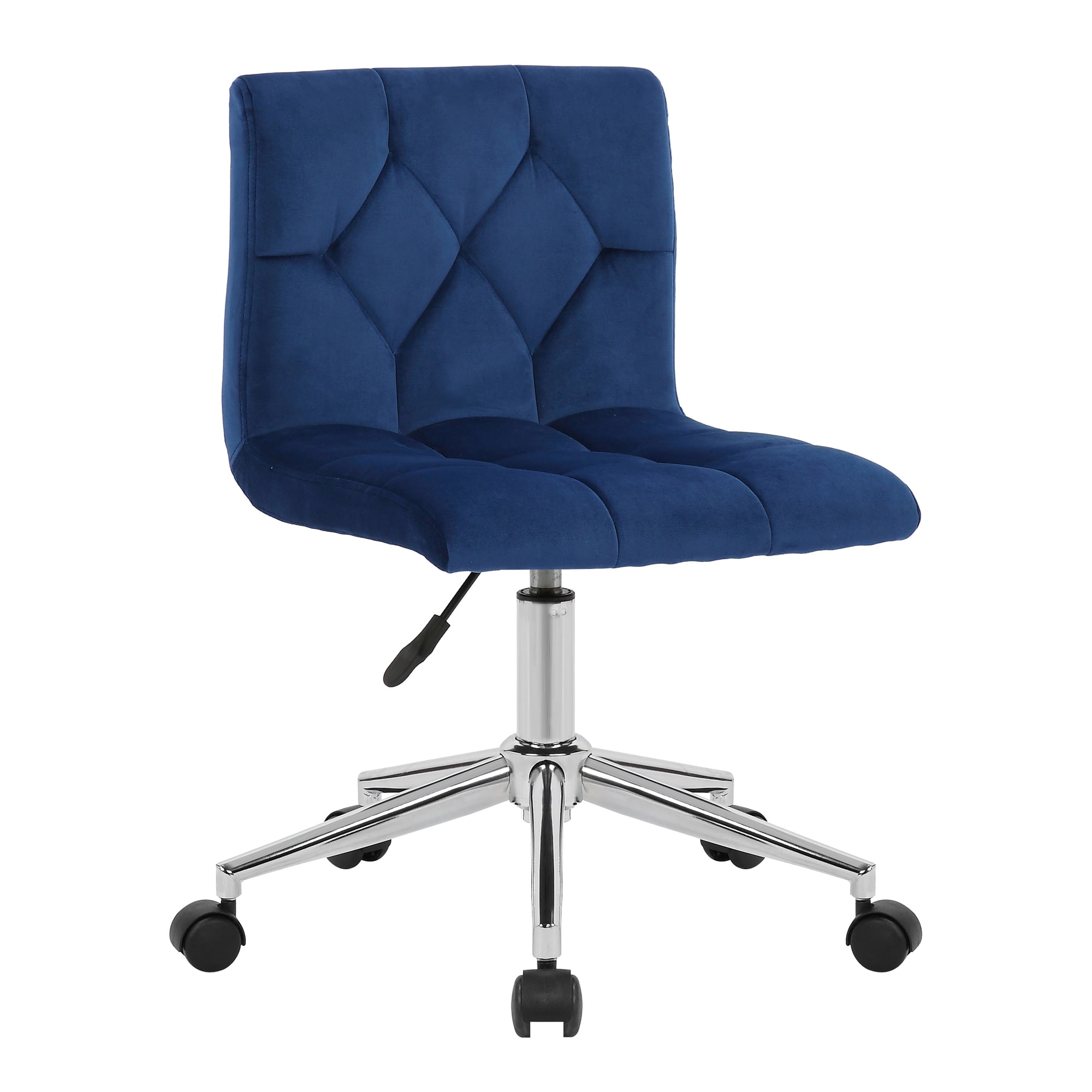 Amali Blue Velvet Upholstered Adjustable Height Swivel Office Chair