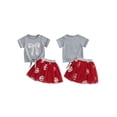 thumbnail image 2 of BemeyourBBs Kids Toddler Baby Girl Baseball Outfit Infant Baby Girls Summer Clothes Cute Bowknot Embroidery Short Sleeve T Shirt Tops Tulle Tutu Skirt Set 2Pcs Toddler Baby Girl Summer Outfit, 2 of 9
