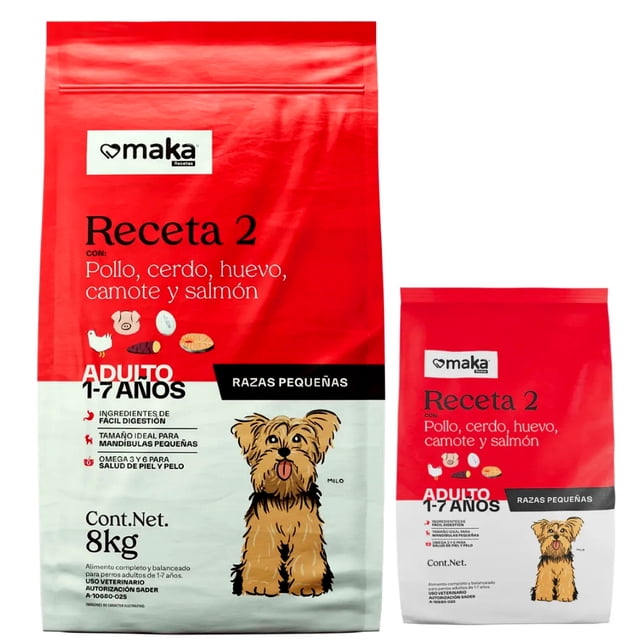 Maka Receta 2 Adulto Razas Pequeñas 8 Kg + Maka Receta 2 Adulto Razas Pequeñas 2 Kg