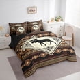 thumbnail image 2 of Manfei Brown Check Pine 7-Piece King Bedding,Vintage Moose Grid King Bed in a Bag,Black Reversible, 2 of 7