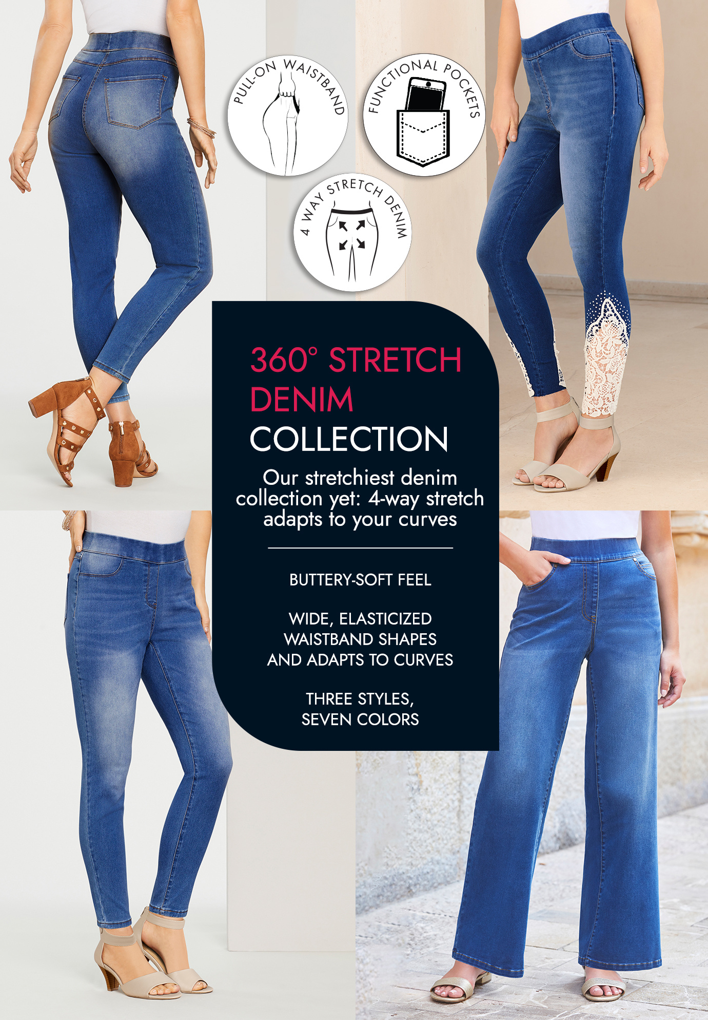 Roaman's Women's Plus Size 360° Stretch Jegging Pull On Jeans Denim Legging - image 5 of 6