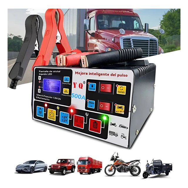 Cargador De Batería 12/24v Para Coche Moto Camión Caravana