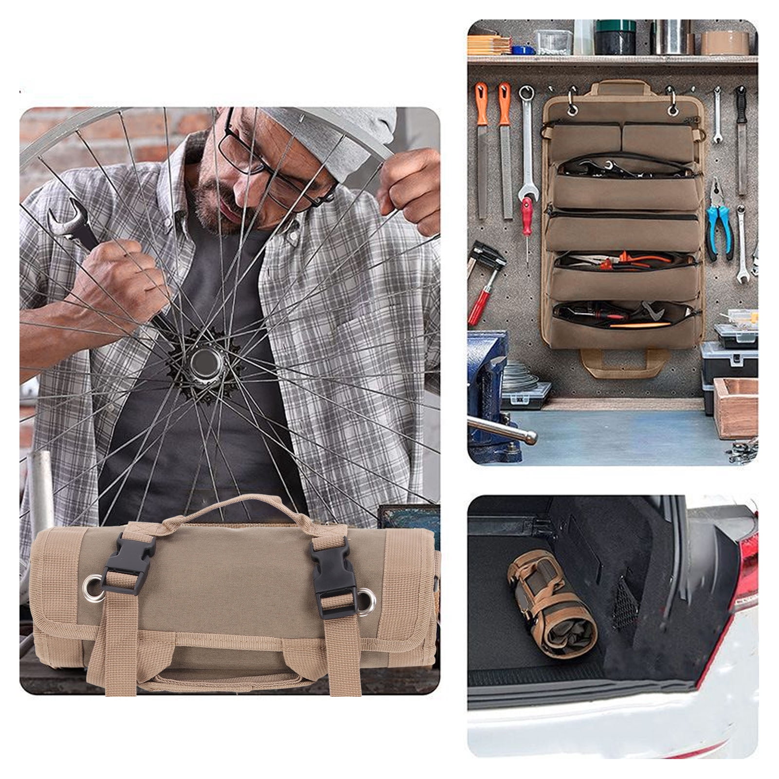 YAHHU Roll Tool Bag Multi Functional Oxford Cloth Heavy Duty Portable Roll Up Tool Pouch Organizer 15.75 inches / 40 cm
