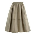 thumbnail image 2 of LEBONYARD Sheer Skirt with Pockets,Woman Temperament High Waist Solid Color Joining Pocket-Line Skirt Khaki Free Size, 2 of 8