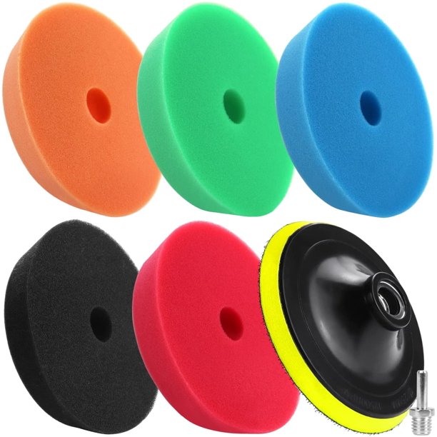 7PCS 5 inch Buffer Polisher Pads Kit, 5’’ Foam Buffing & Polishing Pad