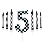 wuyuhangppo 7Pcs Birthday Candles Set,Cake Numeral Candles,Racing Cars Themed Birthday Candles for Cake Candle Checkered Decoration
