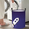 thumbnail image 7 of DouZhe Waterproof Collapsible Large Laundry Baskets, Universe Stars Rocket Spaceship Prints Circular Hamper with Handles, 7 of 7