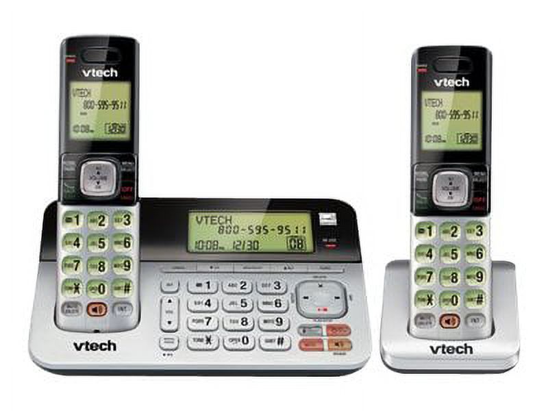VTech CS6859-2 DECT 6.0 Expandable Cordless Phone with Answering System and Dual Caller ID/Call Waiting, Silver/Black with 2 Handsets - image 3 of 3